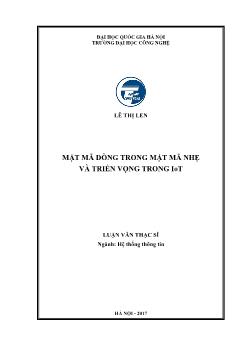 Luận văn Mật mã dòng trong mật mã nhẹ và triển vọng trong iot