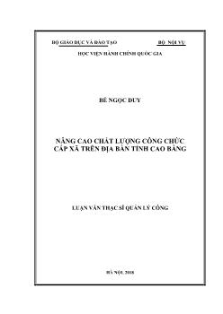 Luận văn Nâng cao chất lượng công chức cấp xã trên địa bàn tỉnh Cao Bằng
