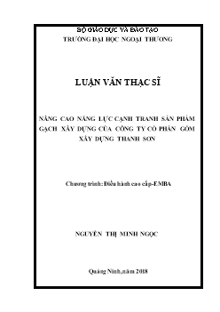 Luận văn Nâng cao năng lực cạnh tranh sản phẩm gạch xây dựng của công ty cổ phần gốm xây dựng Thanh Sơn