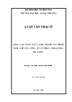 Luận văn Nâng cao năng lực cạnh tranh sản phẩm ngói lợp của công ty cổ phần viglacera Hạ Long