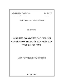 Luận văn Năng lực công chức các cơ quan chuyên môn thuộc ủy ban nhân dân tỉnh Quảng Ninh