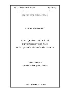 Luận văn Năng lực công chức các sở tại thành phố Viêng Chăn, nước cộng hòa dân chủ nhân dân Lào