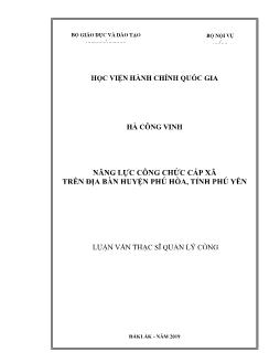 Luận văn Năng lực công chức cấp xã trên địa bàn huyện Phú Hòa, tỉnh Phú Yên