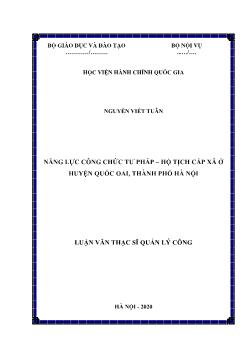 Luận văn Năng lực công chức tư pháp – Hộ tịch cấp xã ở huyện Quốc Oai, thành phố Hà Nội