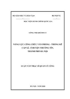 Luận văn Năng lực công chức văn phòng - Thống kê cấp xã ở huyện Thường Tín, thành phố Hà Nội