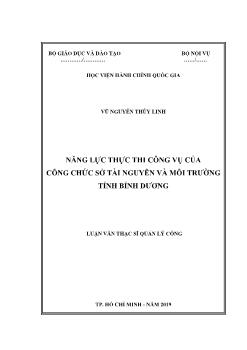 Luận văn Năng lực thực thi công vụ của công chức sở tài nguyên và môi trường tỉnh Bỉnh Dương