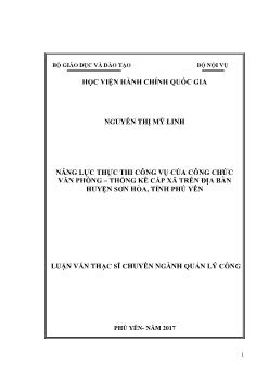 Luận văn Năng lực thực thi công vụ của công chức văn phòng – Thống kê cấp xã trên địa bàn huyện Sơn Hòa, tỉnh Phú Yên