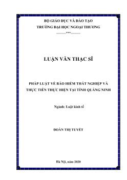 Luận văn Pháp luật về bảo hiểm thất nghiệp và thực tiễn thực hiện tại tỉnh Quảng Ninh