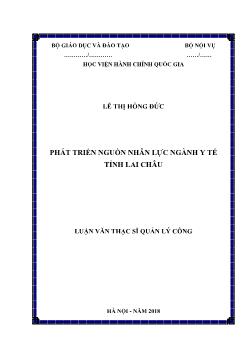 Luận văn Phát triển nguồn nhân lực ngành y tế tỉnh Lai Châu