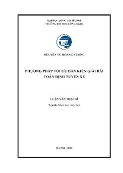 Luận văn Phương pháp tối ưu đàn kiến giải bài toán định tuyến xe