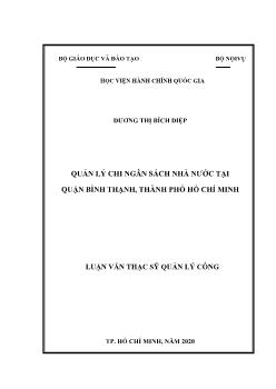 Luận văn Quản lý chi ngân sách nhà nước ở quận Bình Thạnh, thành phố Hồ Chí Minh