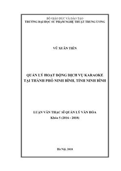 Luận văn Quản lý hoạt động dịch vụ karaoke tại thành phố Ninh Bình, tỉnh Ninh Bình