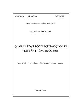 Luận văn Quản lý hoạt động hợp tác quốc tế tại văn phòng quốc hội