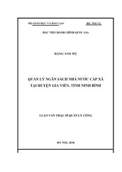 Luận văn Quản lý ngân sách nhà nước cấp xã tại huyện Gia Viễn, tỉnh Ninh Bình