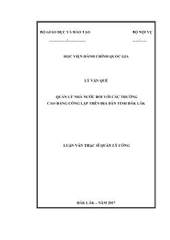 Luận văn Quản lý nhà nước đối với các trường cao đẳng công lập trên địa bàn tỉnh Đắk Lắk