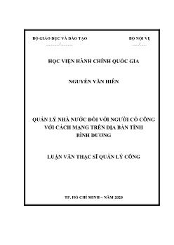 Luận văn Quản lý nhà nước đối với người có công với cách mạng trên địa bàn tỉnh Bình Dương