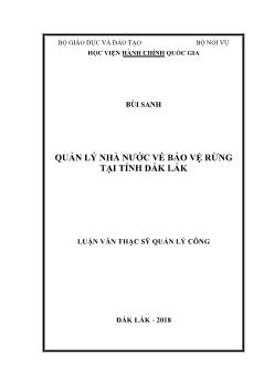 Luận văn Quản lý nhà nước về bảo vệ rừng tại tỉnh Đắk Lắk