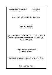 Luận văn Quản lý nhà nước về công tác thanh niên tại thành phố Buôn Ma Thuột, tỉnh Đắk Lắk