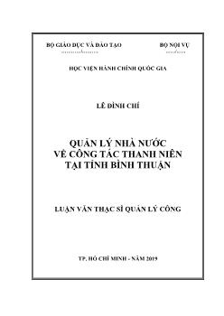 Luận văn Quản lý nhà nước về công tác thanh niên tại tỉnh bình thuận