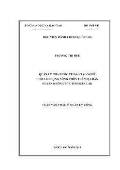 Luận văn Quản lý nhà nước về đào tạo nghề cho lao động nông thôn trên địa bàn huyện Krông Búk tỉnh Đắk Lắk
