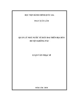 Luận văn Quản lý nhà nước về đất đai trên địa bàn huyện Krông Păc