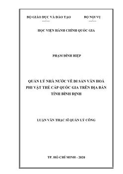 Luận văn Quản lý nhà nước về di sản văn hoá phi vật thể cấp quốc gia tại địa bàn tỉnh Bình Định