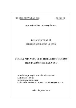 Luận văn Quản lý nhà nước về di tích lịch sử văn hóa trên địa bàn tỉnh Đắk Nông