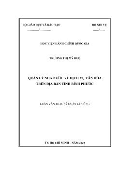 Luận văn Quản lý nhà nước về dịch vụ văn hóa trên địa bàn tỉnh Bình Phước