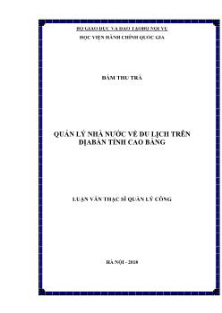 Luận văn Quản lý nhà nước về du lịch trên địa bàn tỉnh Cao Bằng