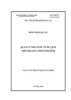 Luận văn Quản lý nhà nước về du lịch trên địa bàn tỉnh Ninh Bình