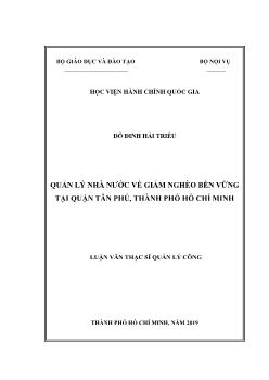 Luận văn Quản lý nhà nước về giảm nghèo bền vững tại quận Tân Phú, thành phố Hồ Chí Minh