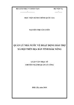 Luận văn Quản lý nhà nước về hoạt động bảo trợ xã hội trên địa bàn tỉnh Đắk Nông quản lý nhà nước về hoạt động bảo trợ xã hội trên địa bàn tỉnh Đắk Nông