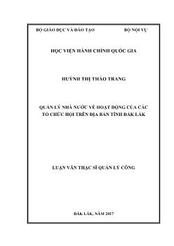 Luận văn Quản lý nhà nước về hoạt động của các tổ chức hội trên địa bàn tỉnh Đắk Lắk