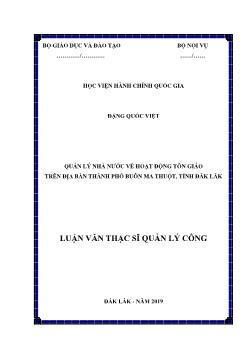 Luận văn Quản lý nhà nước về hoạt động tôn giáo trên địa bàn thành phố Buôn Ma Thuột, tỉnh Đăk Lăk