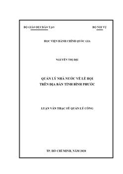 Luận văn Quản lý nhà nước về lễ hội trên địa bàn tỉnh Bình Phước