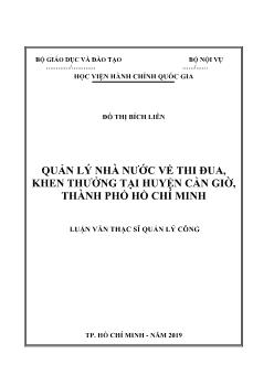 Luận văn Quản lý nhà nước về thi đua, khen thưởng tại huyện Cần Giờ, thành phố Hồ Chí Minh