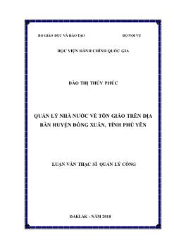 Luận văn Quản lý nhà nước về tôn giáo trên địa bàn huyện Đồng Xuân, tỉnh Phú Yên