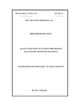 Luận văn Quản lý nhà nước về văn hóa trên địa bàn quận Đồ Sơn, thành phố Hải Phòng