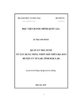 Luận văn Quản lý nhà nước về xây dựng nông thôn mới trên địa bàn huyện Cư m’gar, tỉnh Đắk Lắk