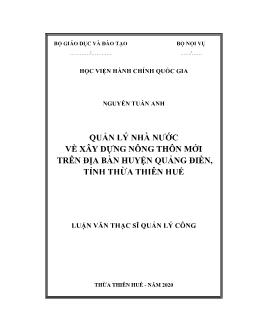 Luận văn Quản lý nhà nước về xây dựng nông thôn mới trên địa bàn huyện Quảng Điền, tỉnh Thừa Thiên Huế