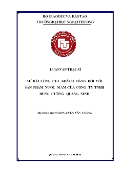 Luận văn Sự hài lòng của khách hàng đối với sản phẩm nước mắm của công ty TNHH Hùng Cường Quảng Ninh