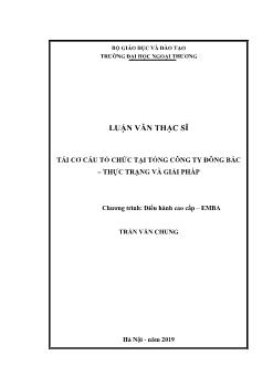 Luận văn Tái cơ cấu tổ chức tại tổng công ty đông bắc – Thực trạng và giải pháp