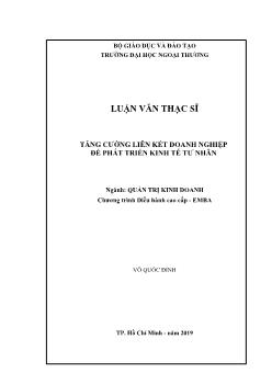 Luận văn Tăng cường liên kết doanh nghiệp để phát triển kinh tế tư nhân