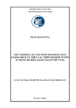 Luận văn Thử nghiệm các giải pháp đảm bảo chất lượng dịch vụ trên các thiết bị định tuyến sử dụng hệ điều hành nguồn mở vyos