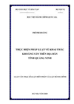 Luận văn Thực hiện pháp luật về khai thác khoáng sản trên địa bàn tỉnh Quảng Ninh