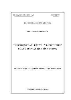 Luận văn Thực hiện pháp luật về lý lịch tư pháp của sở tư pháp tỉnh Bình Dương