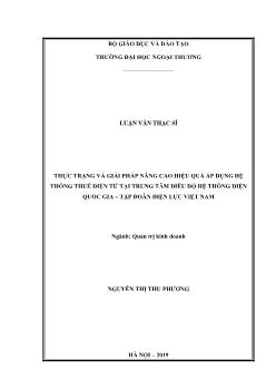Luận văn Thực trạng và giải pháp nâng cao hiệu quả áp dụng hệ thống thuế điện tử tại trung tâm điều độ hệ thống điện quốc gia – Tập đoàn điện lực Việt Nam