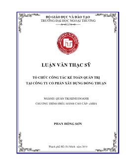 Luận văn Tổ chức công tác kế toán quản trị tại công ty cổ phần xây dựng Đồng Thuận