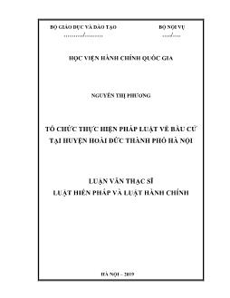 Luận văn Tổ chức thực hiện pháp luật về bầu cử tại huyện Hoài Đức thành phố Hà Nội