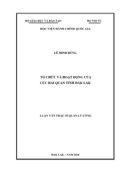 Luận văn Tổ chức và hoạt động của cục hải quan tỉnh Đắk Lắk
